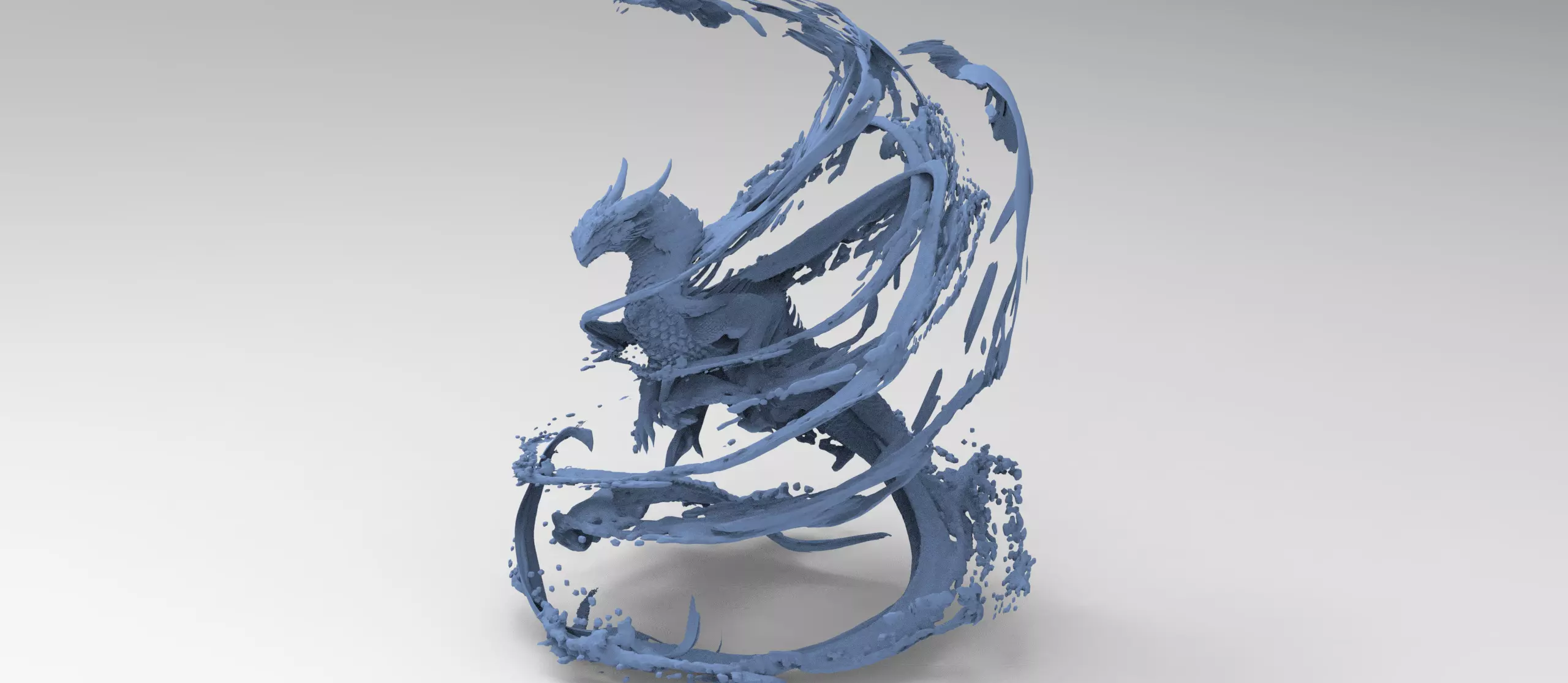 Dragon water splash sculpture grand 3D model_0