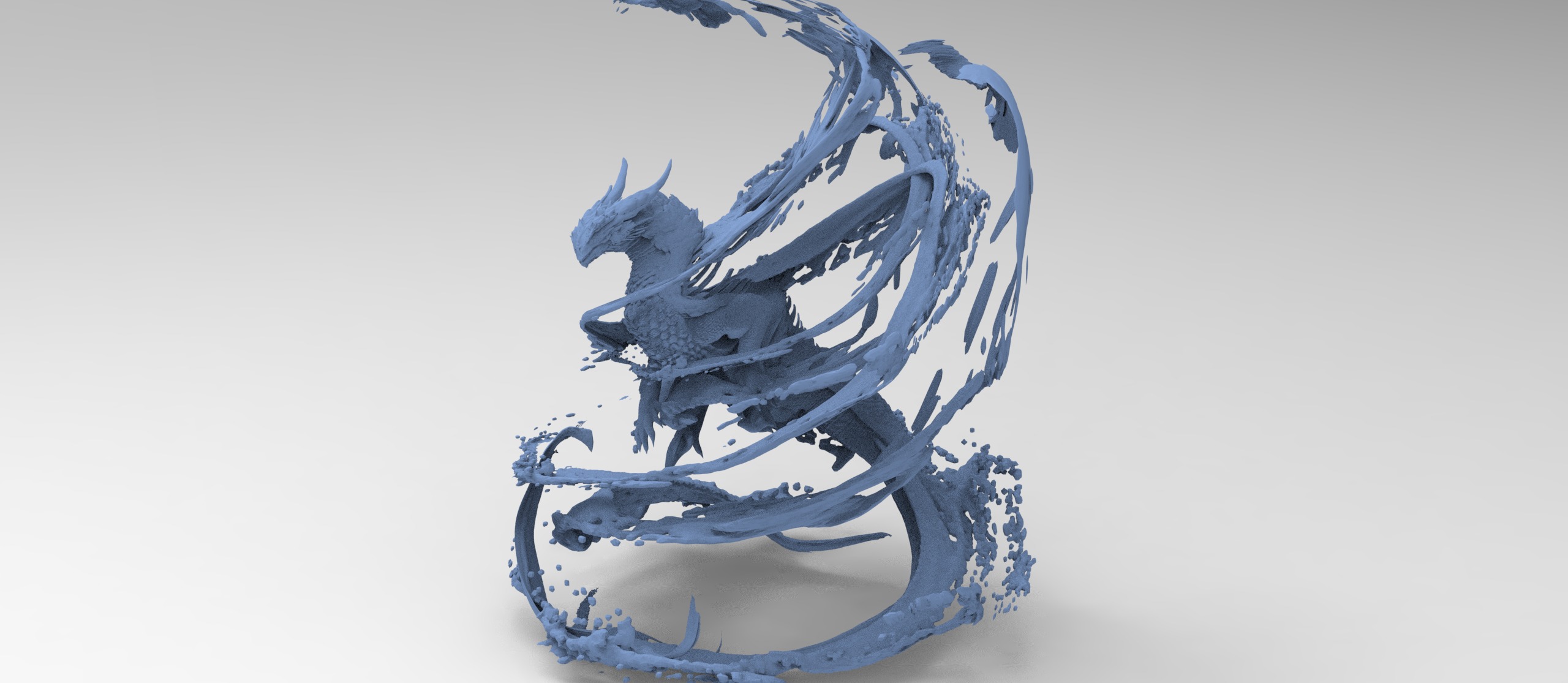 Dragon water splash sculpture grand 3D model_1