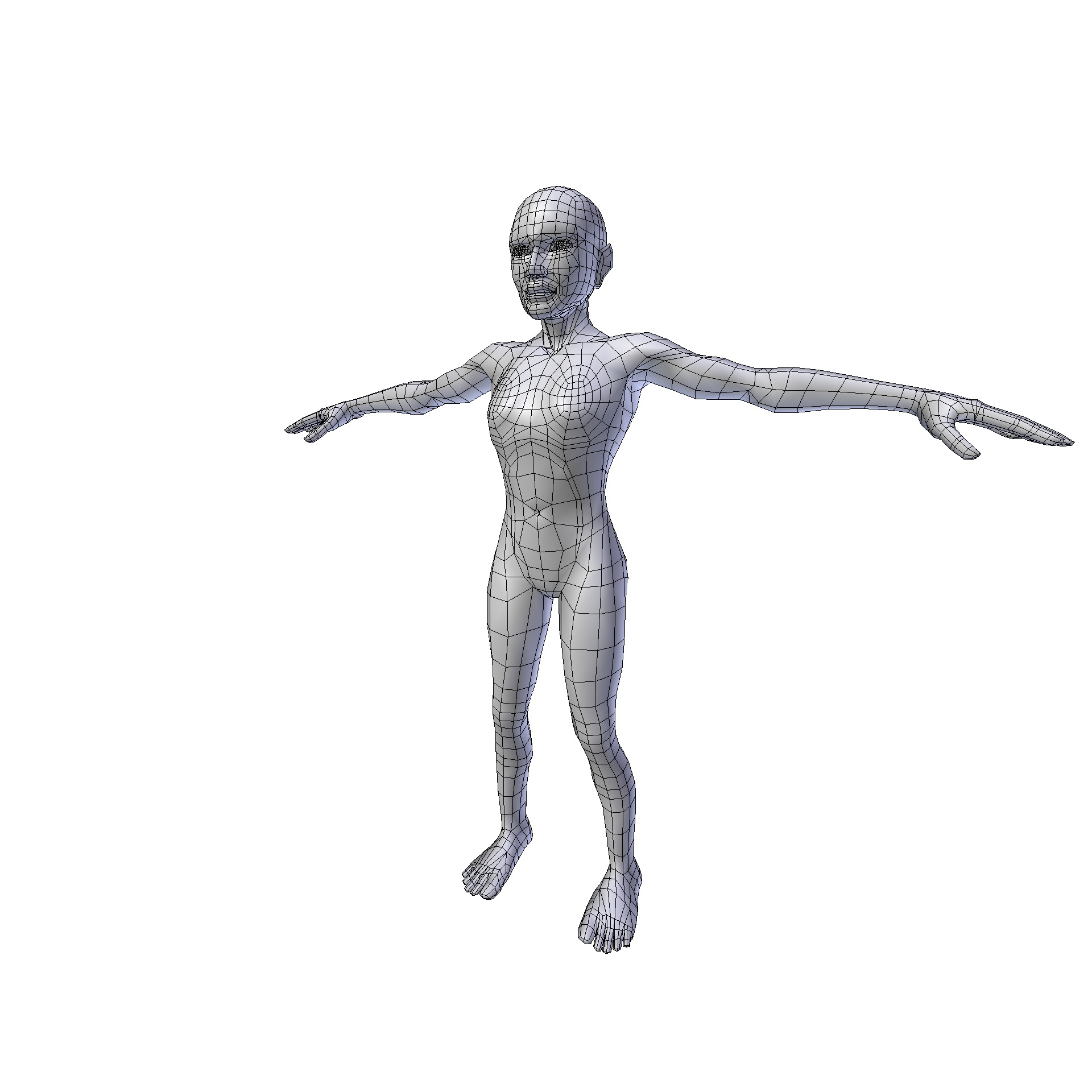 Girl 1 10m basemesh Low-poly 3D model_17