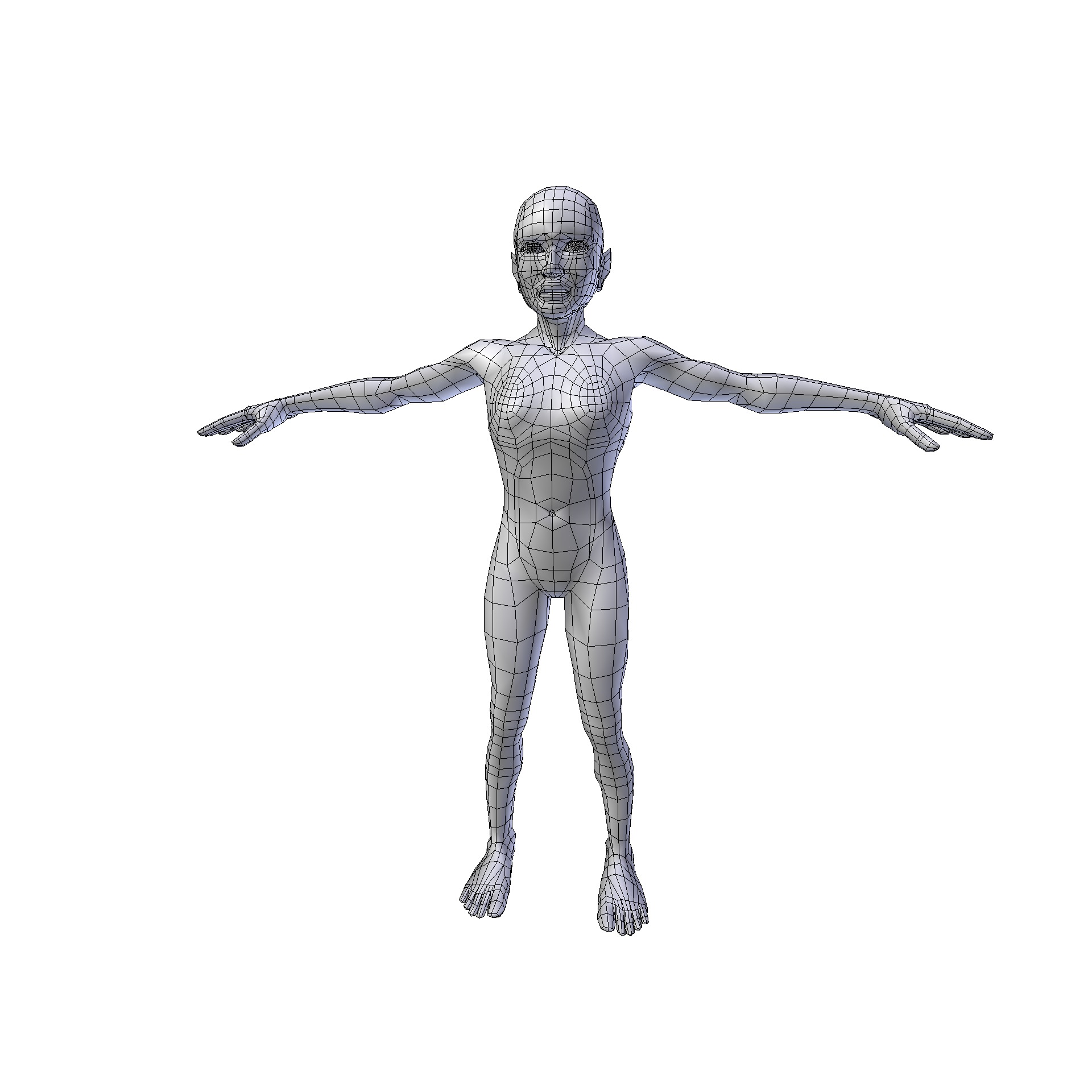 Girl 1 10m basemesh Low-poly 3D model_10