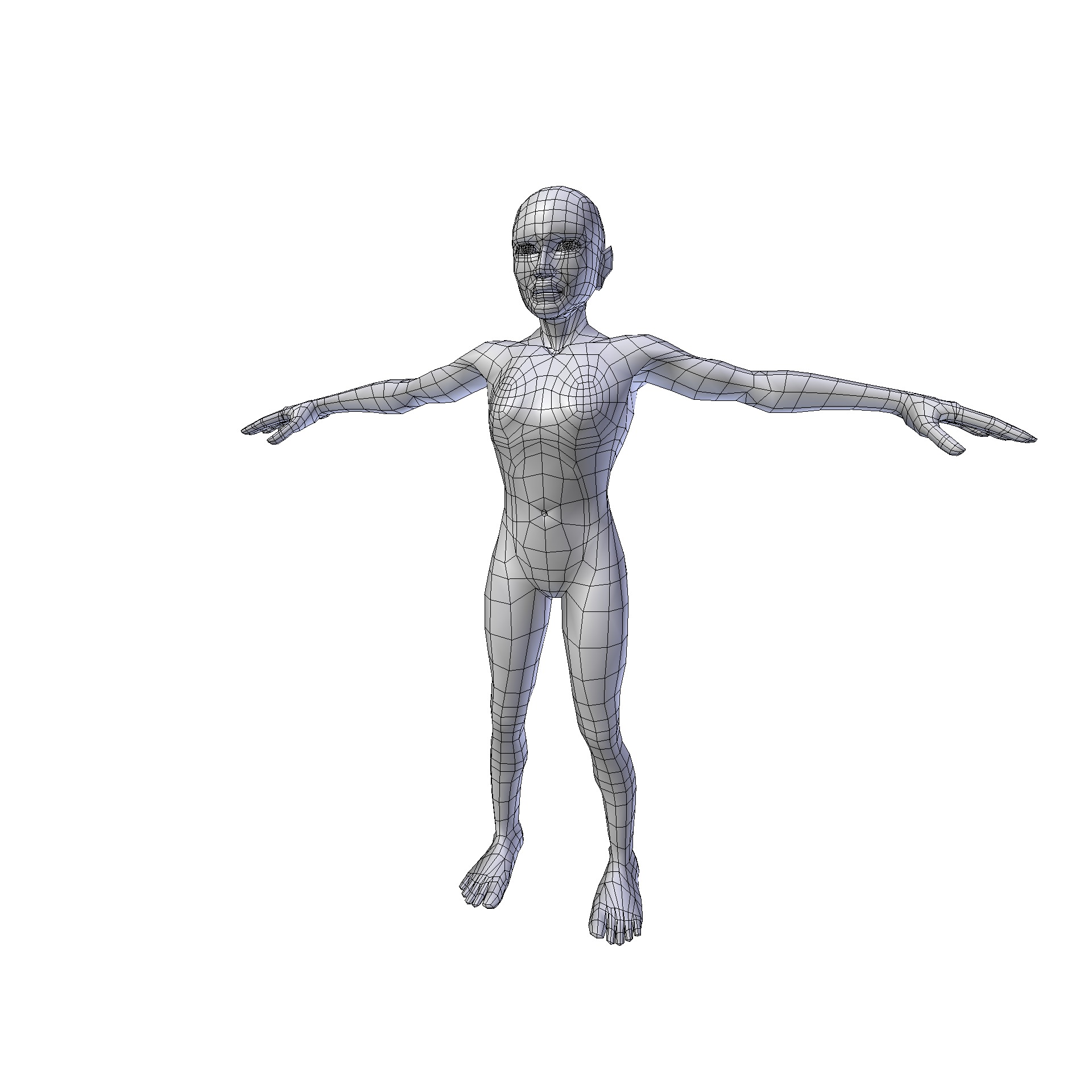 Girl 1 10m basemesh Low-poly 3D model_9