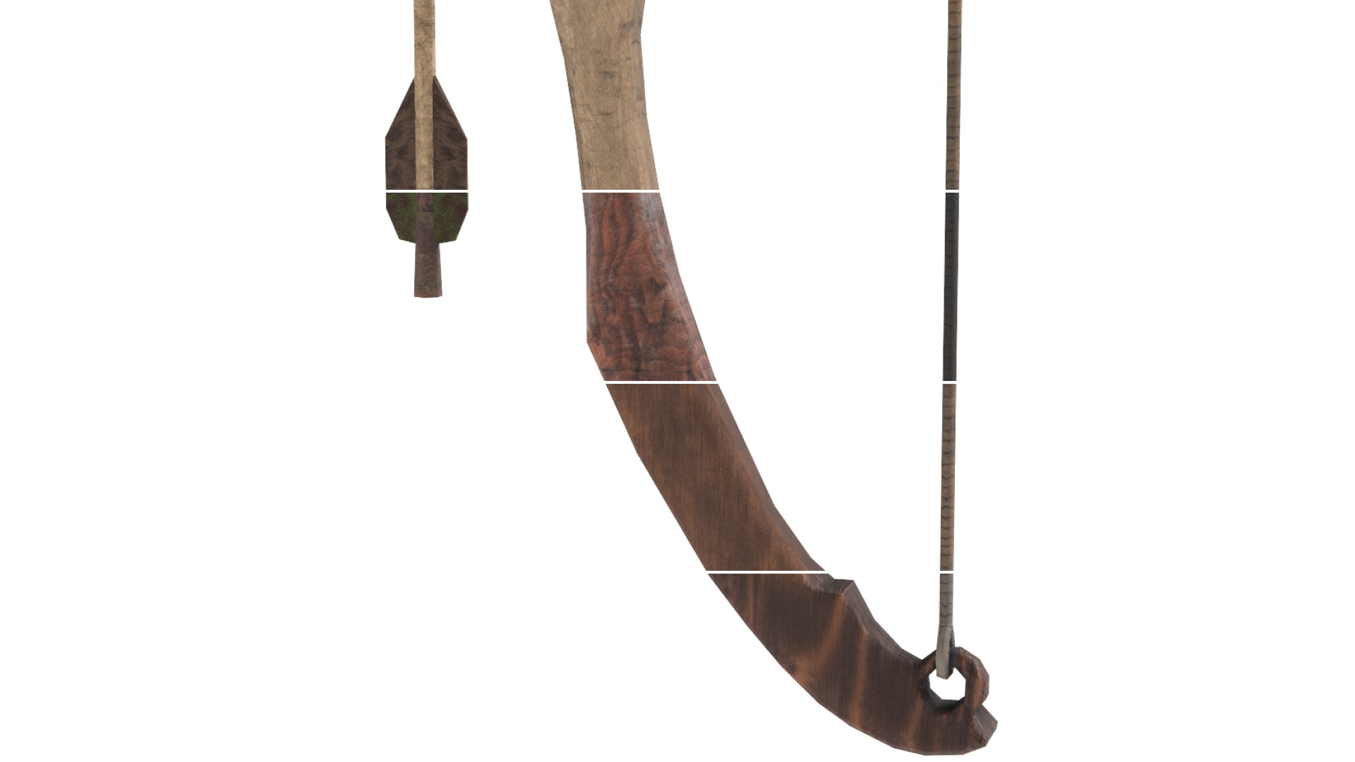 Bow Game Ready PBR Wooden Ranged Weapon Realistic 3D Model Low-poly 3D model_1
