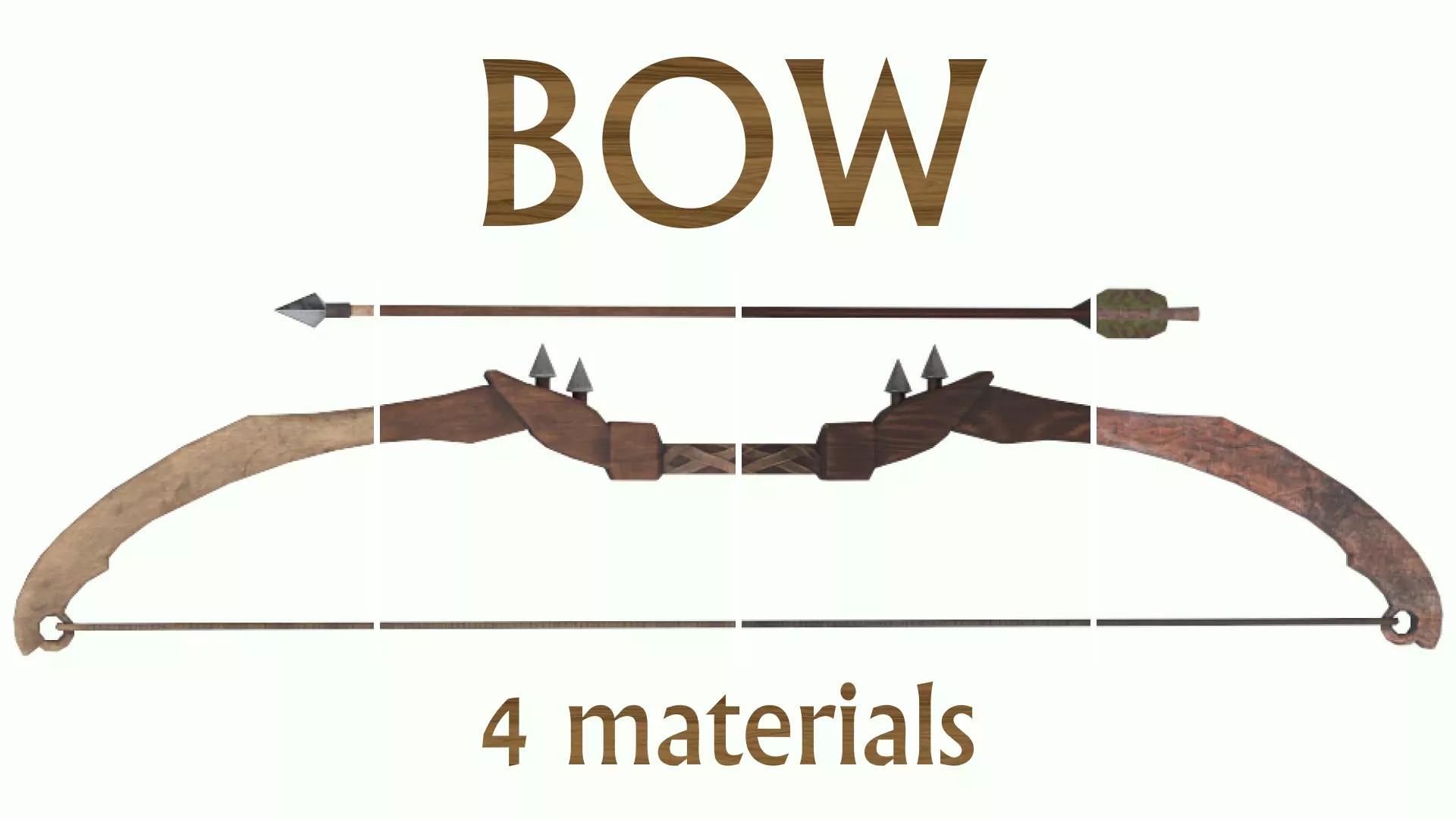 Bow Game Ready PBR Wooden Ranged Weapon Realistic 3D Model Low-poly 3D model_0