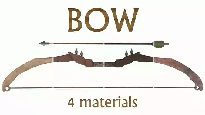 Bow Game Ready PBR Wooden Ranged Weapon Realistic 3D Model