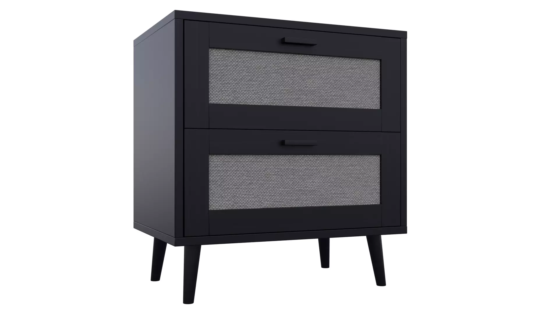 Isla 2 Drawer Bedside Table - Black 3D model_0