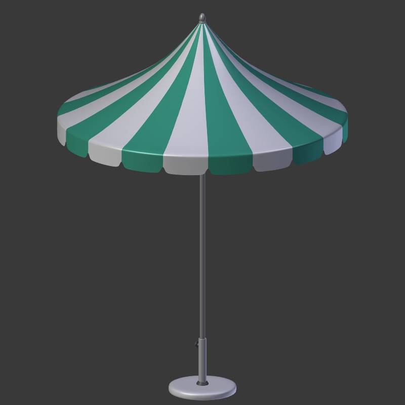 Beach Hotel Umbrella - Outdoor Parasol Low-poly 3D model_12