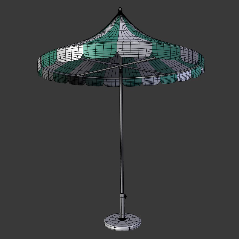 Beach Hotel Umbrella - Outdoor Parasol Low-poly 3D model_9