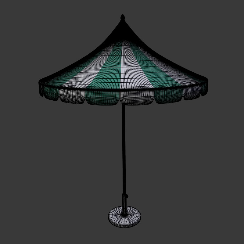 Beach Hotel Umbrella - Outdoor Parasol Low-poly 3D model_4