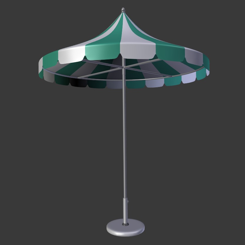 Beach Hotel Umbrella - Outdoor Parasol Low-poly 3D model_8