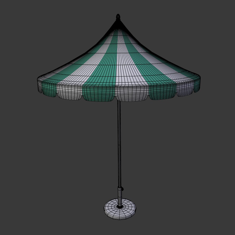 Beach Hotel Umbrella - Outdoor Parasol Low-poly 3D model_3