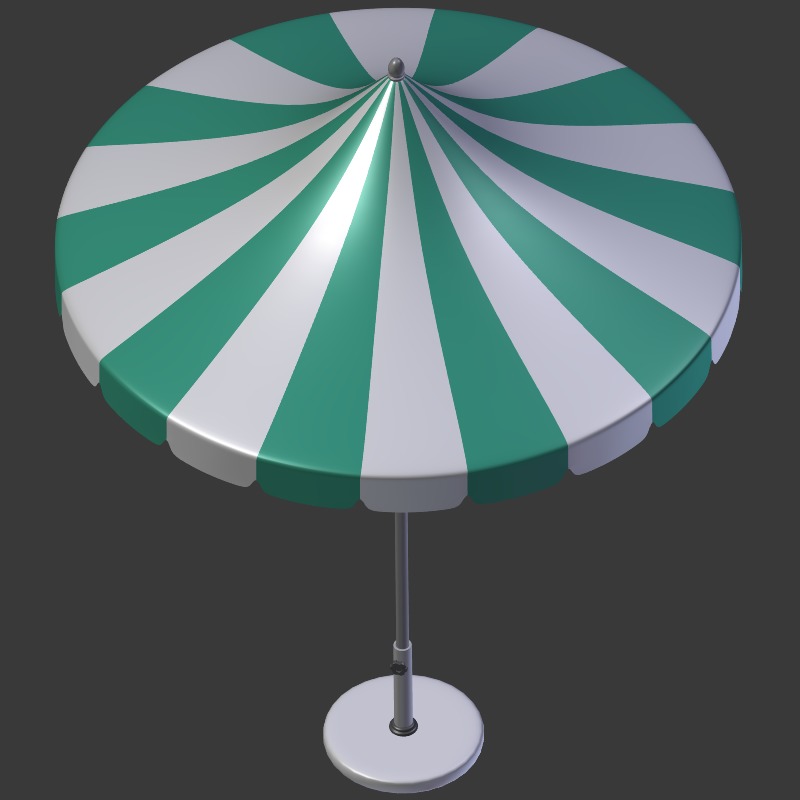 Beach Hotel Umbrella - Outdoor Parasol Low-poly 3D model_10