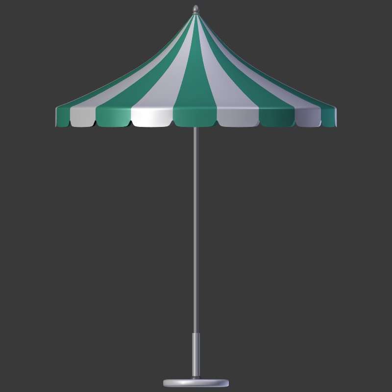Beach Hotel Umbrella - Outdoor Parasol Low-poly 3D model_5
