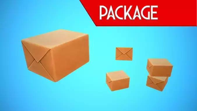 PACKAGE CARTOON STYLIZED Low-poly 3D model