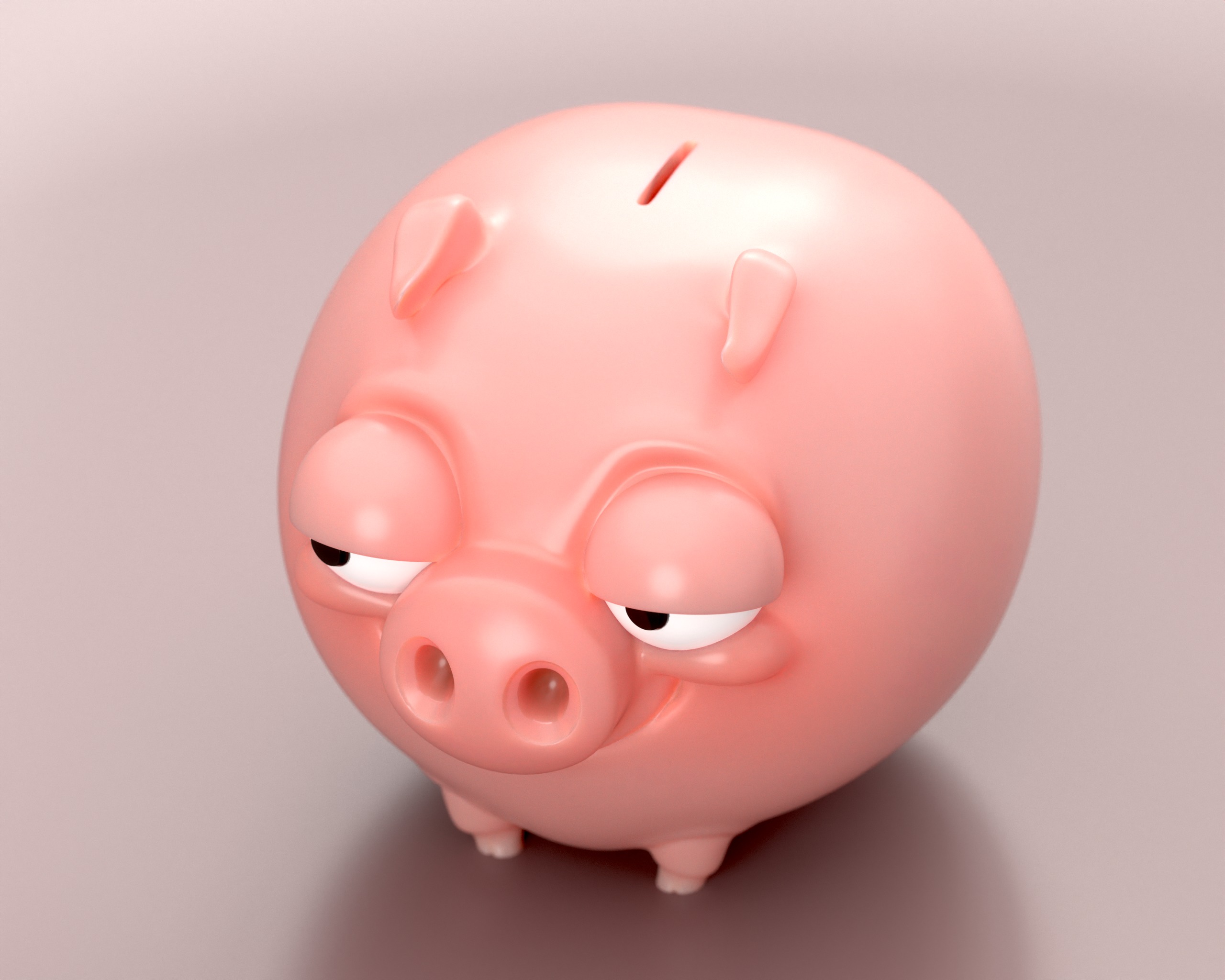 Piggy Bank - Cute Smirking Pig  3D print model_5