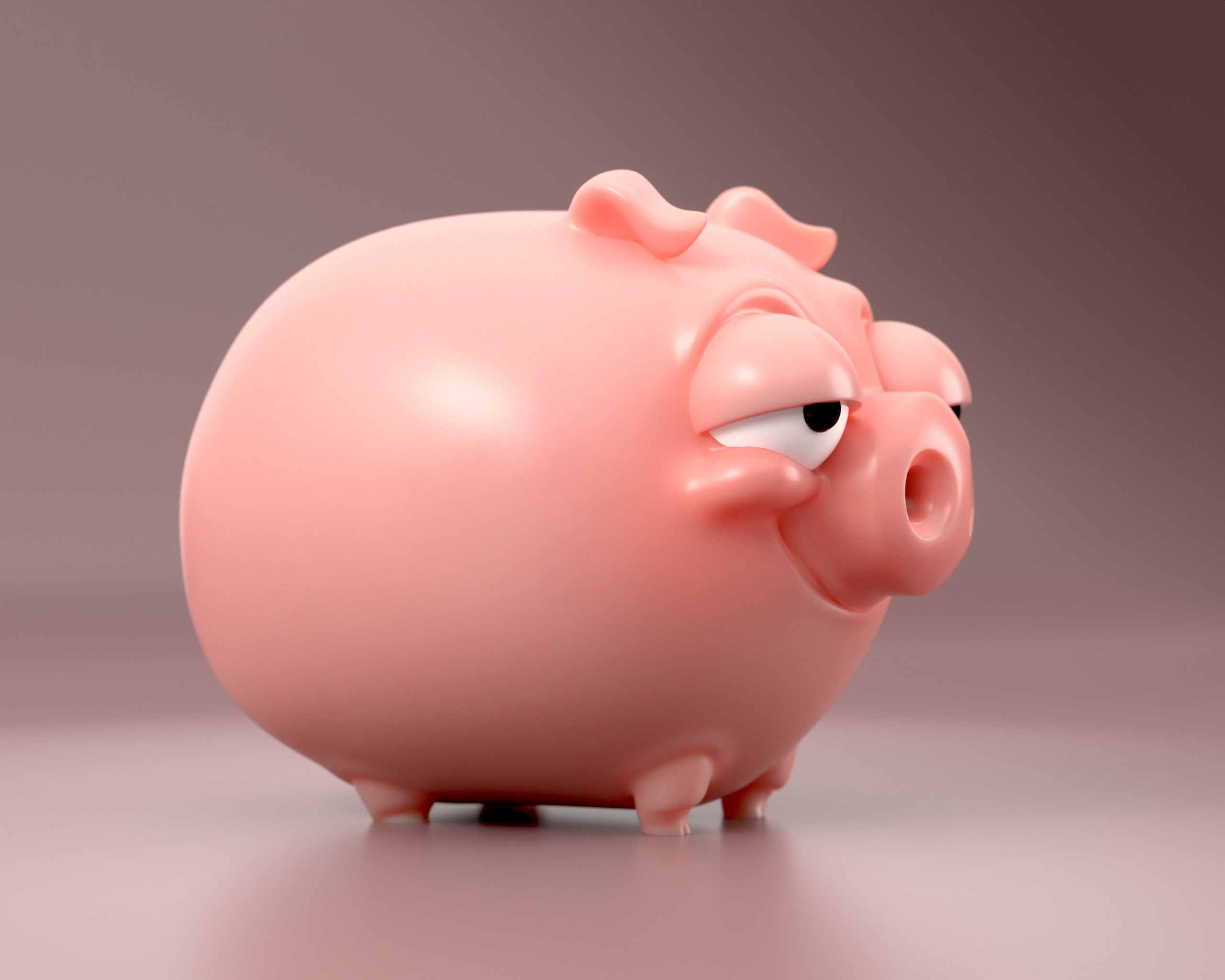 Piggy Bank - Cute Smirking Pig  3D print model_9