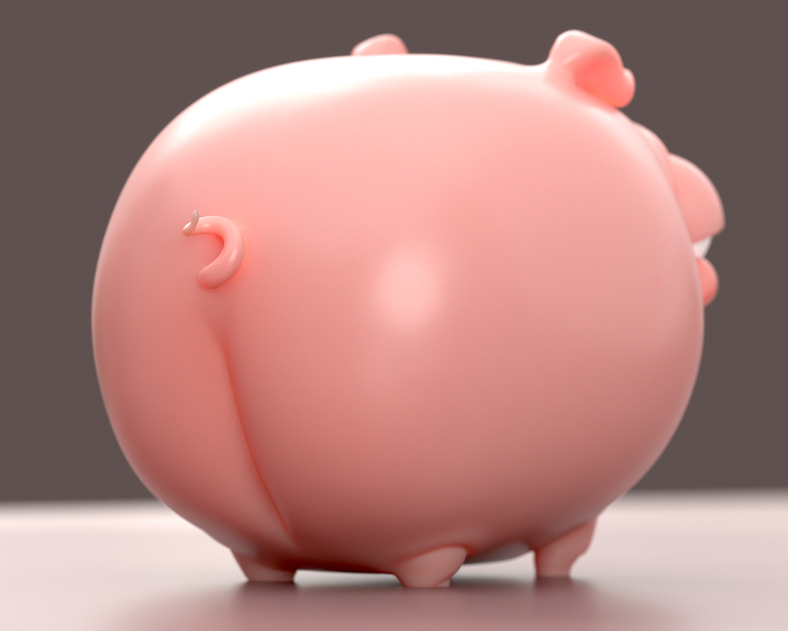 Piggy Bank - Cute Smirking Pig  3D print model_3