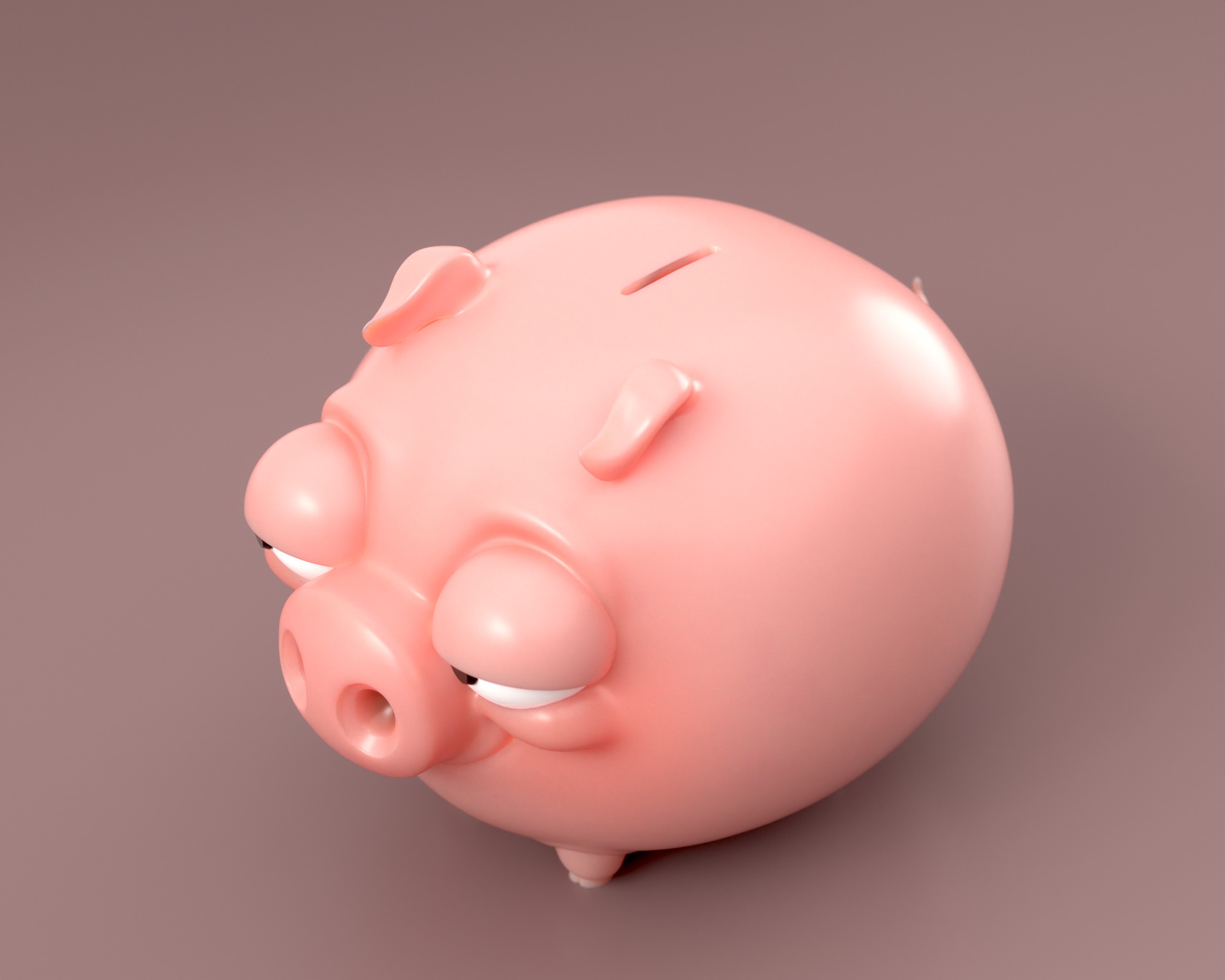 Piggy Bank - Cute Smirking Pig  3D print model_6