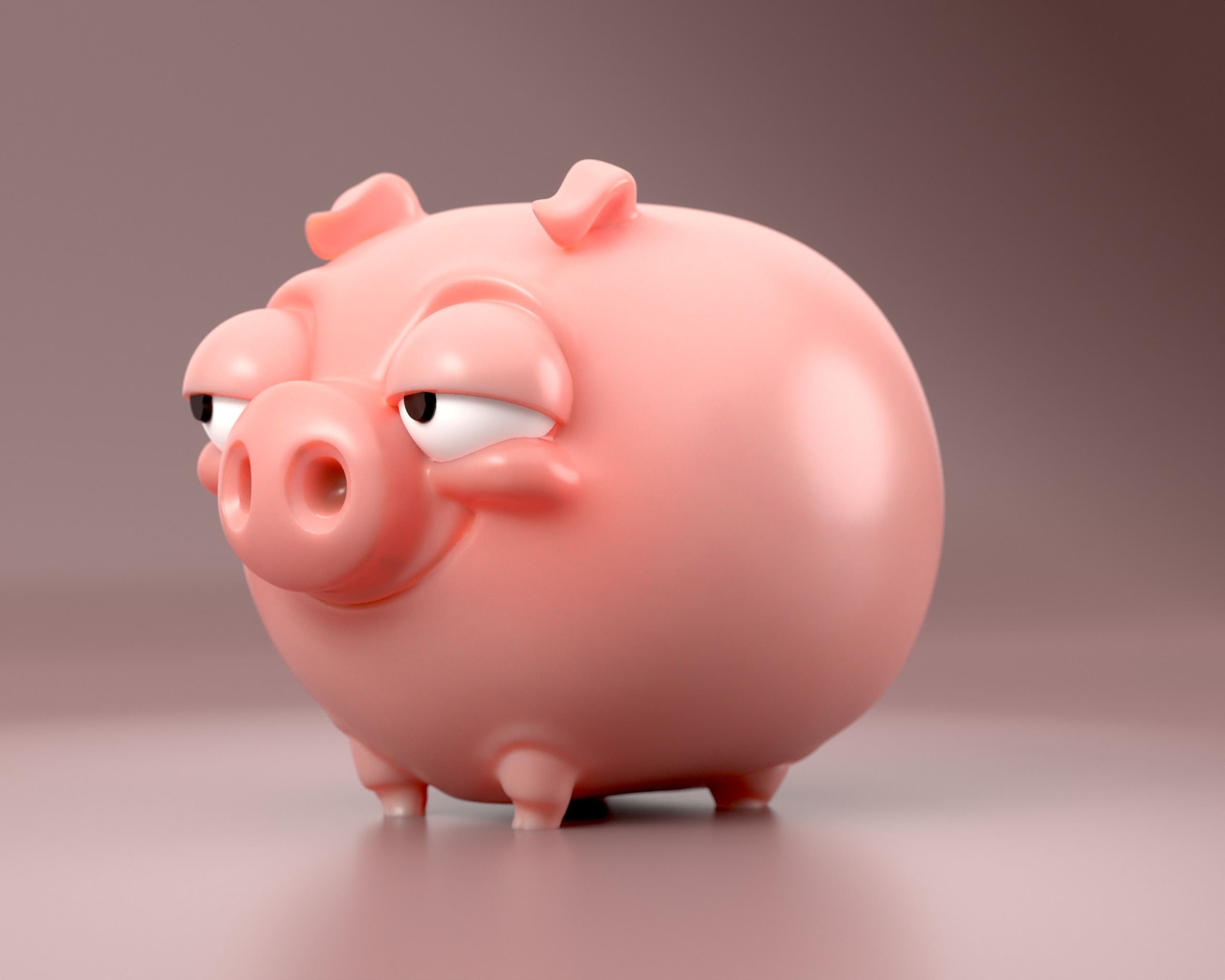 Piggy Bank - Cute Smirking Pig  3D print model_13