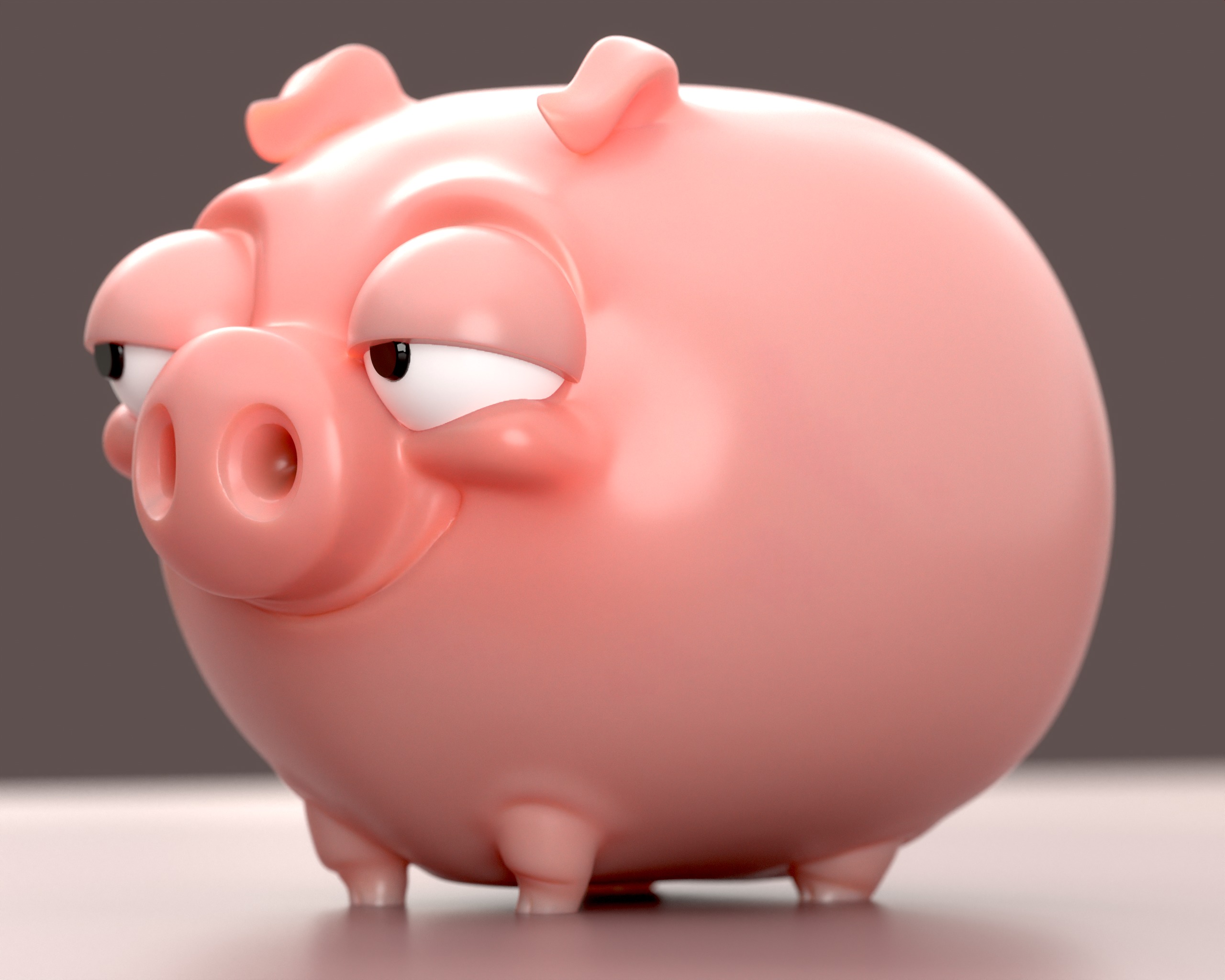 Piggy Bank - Cute Smirking Pig  3D print model_1