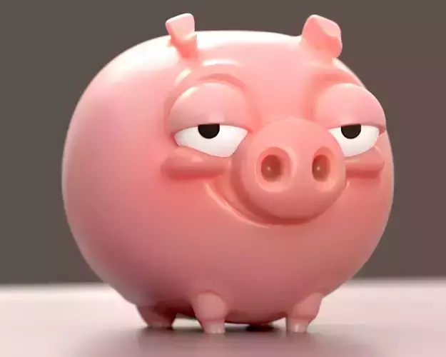 Piggy Bank - Cute Smirking Pig  3D print model