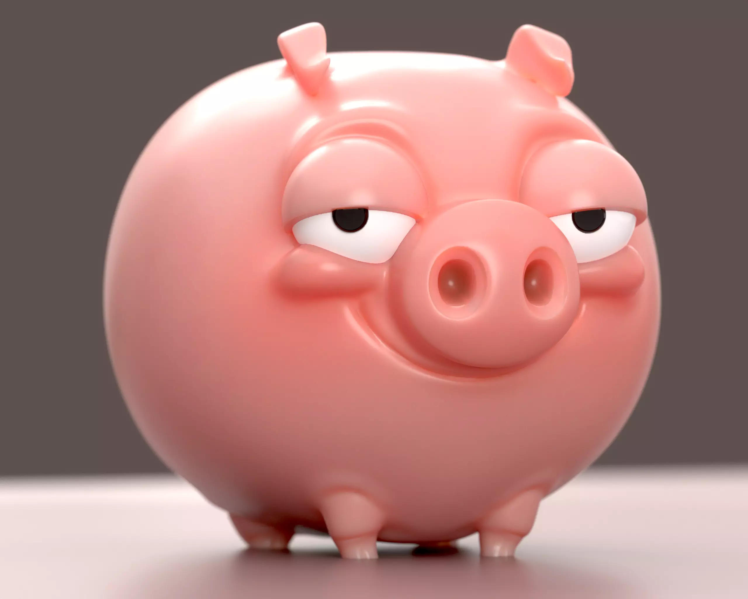 Piggy Bank - Cute Smirking Pig  3D print model_0
