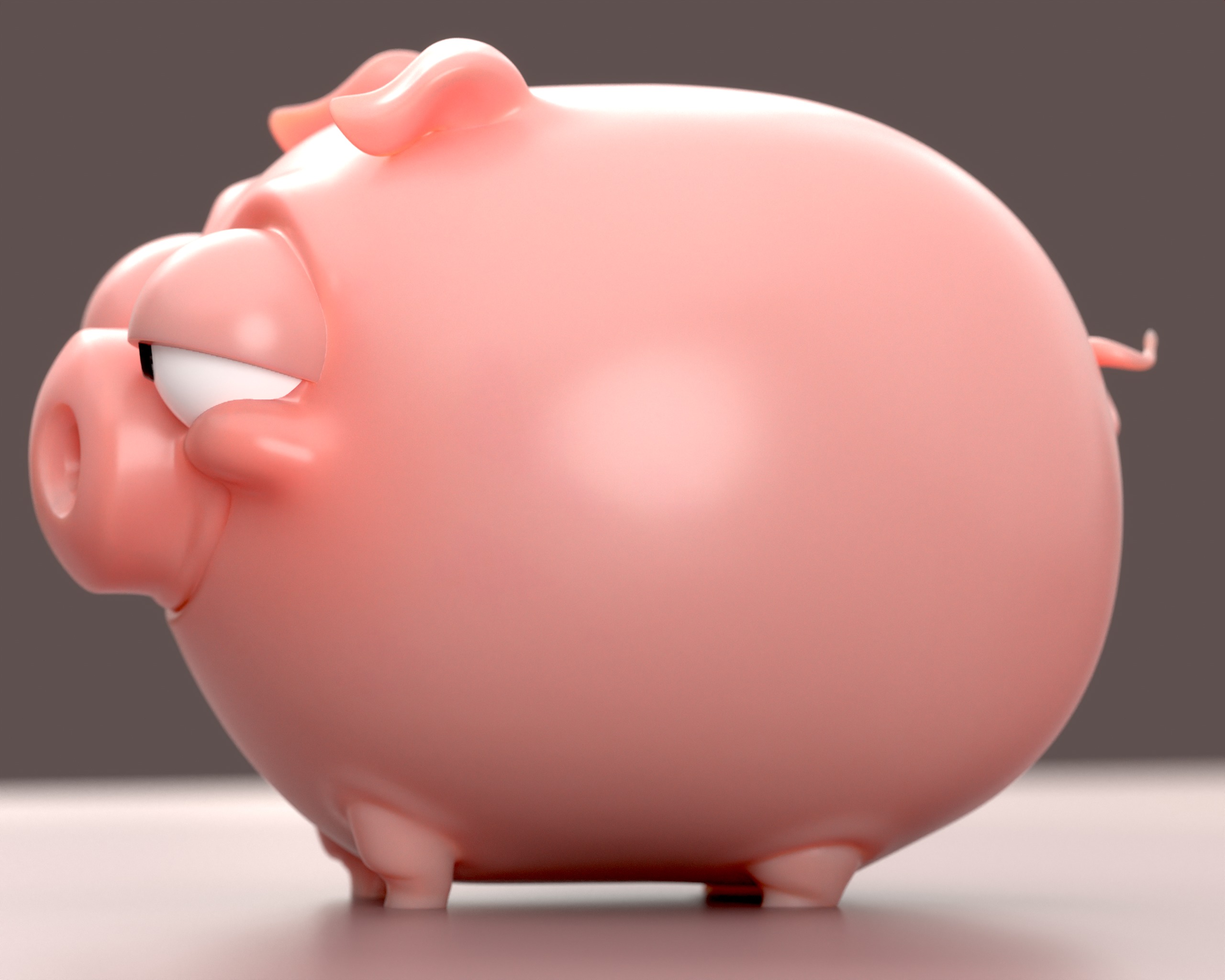 Piggy Bank - Cute Smirking Pig  3D print model_4