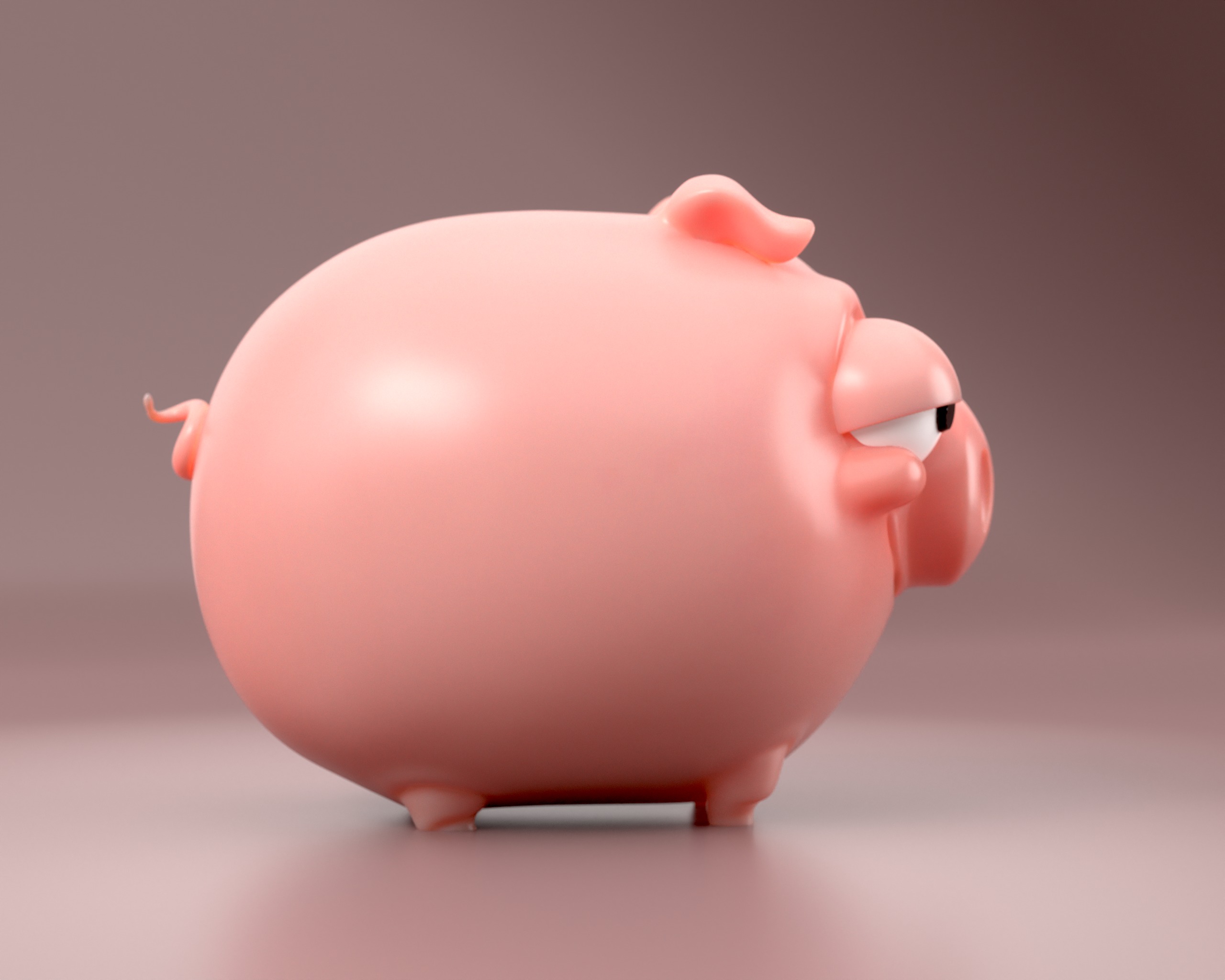 Piggy Bank - Cute Smirking Pig  3D print model_10