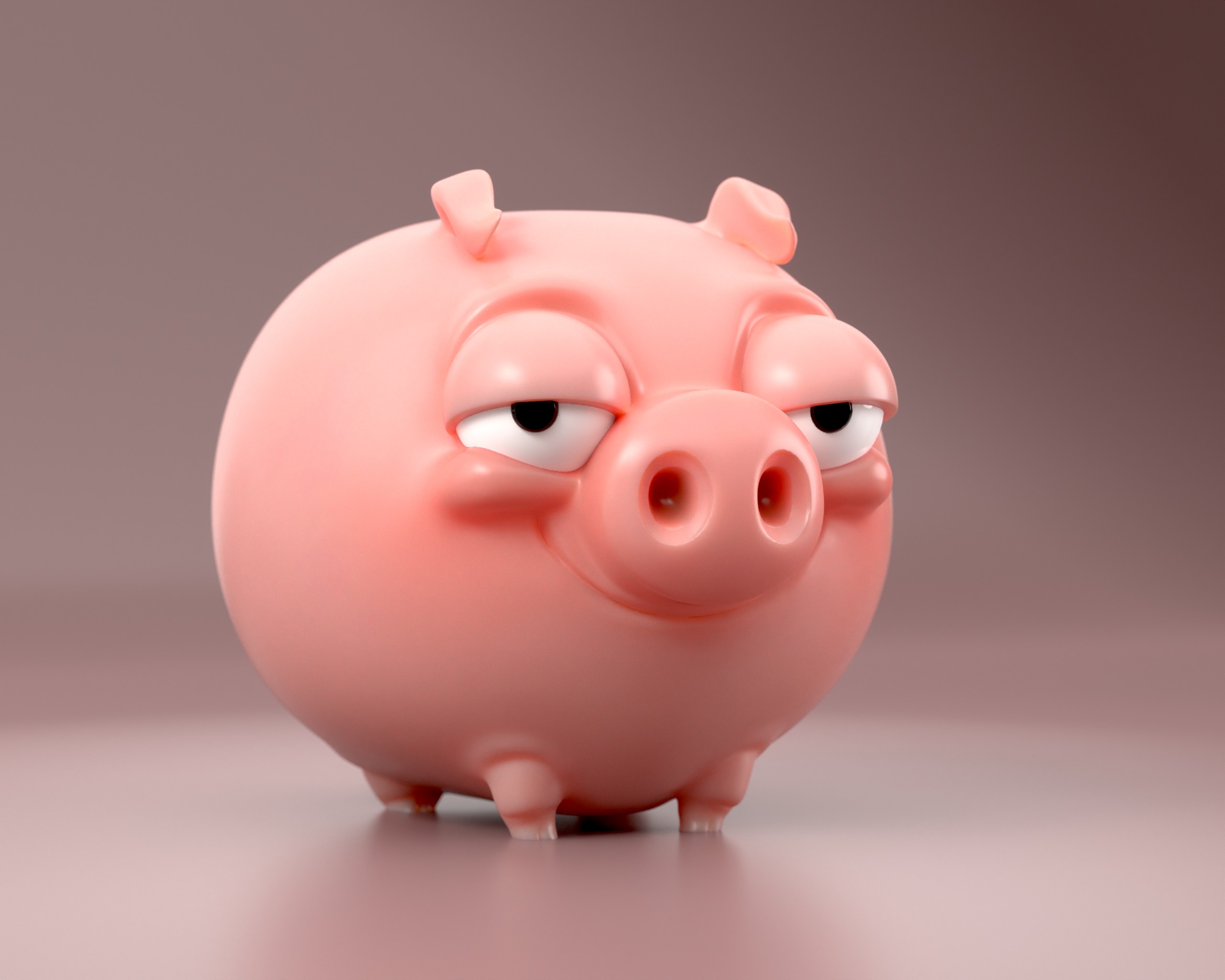 Piggy Bank - Cute Smirking Pig  3D print model_8