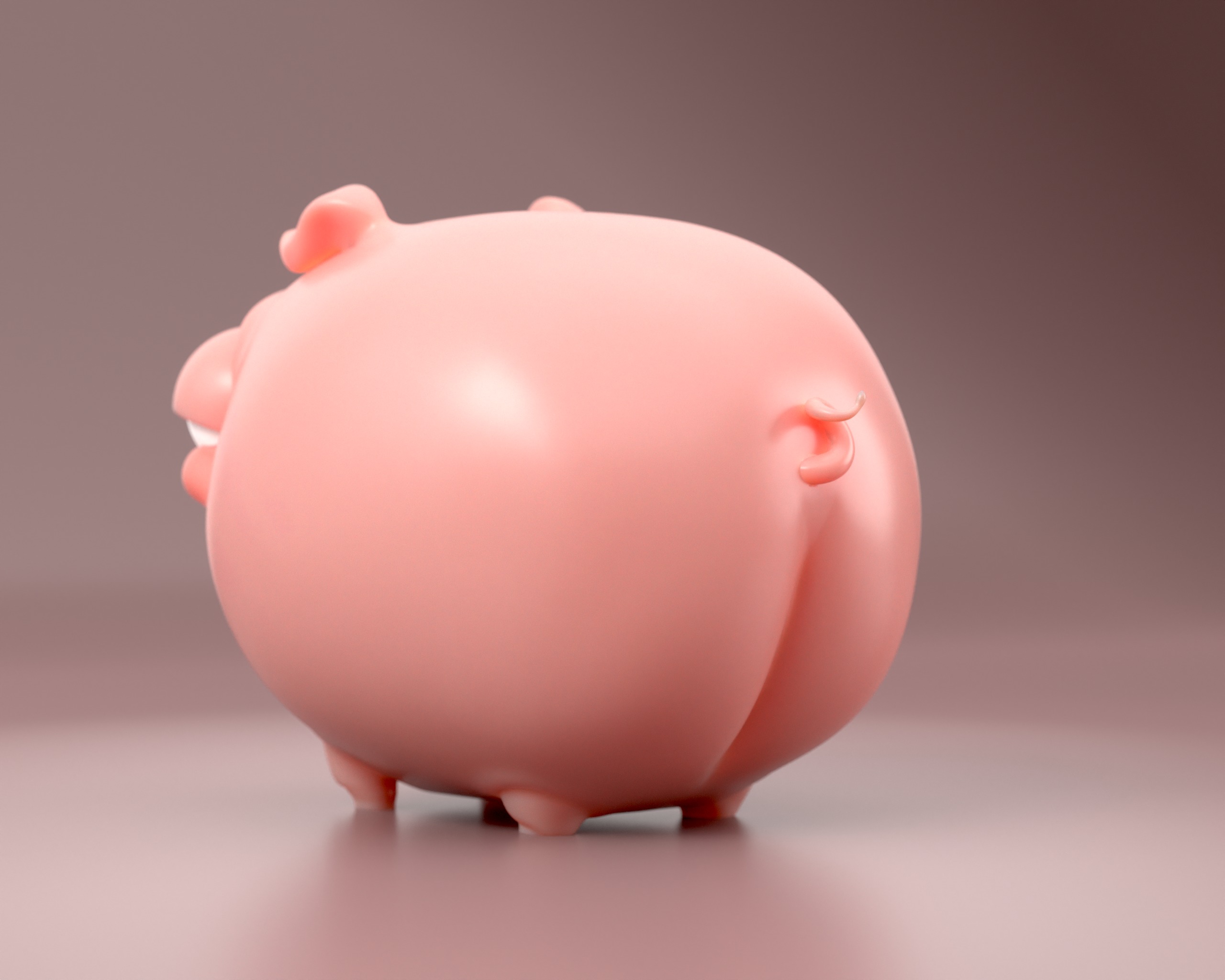 Piggy Bank - Cute Smirking Pig  3D print model_12