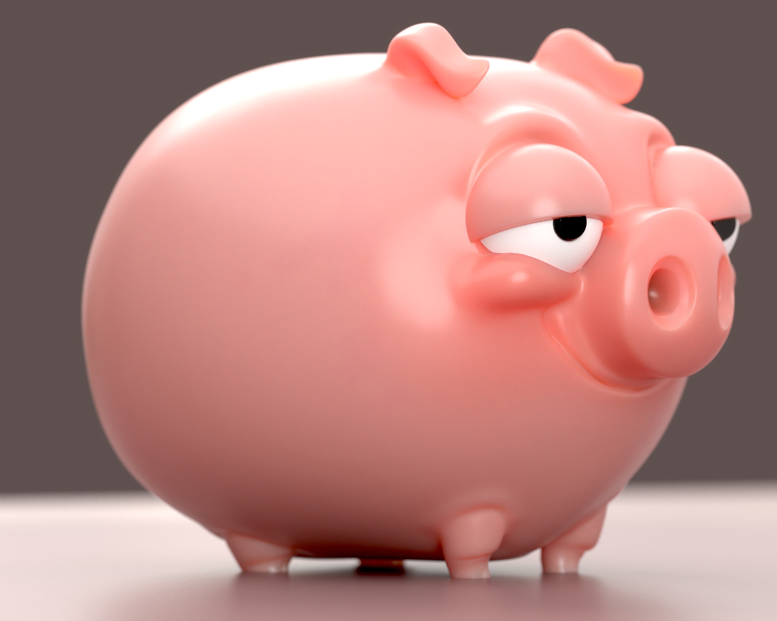 Piggy Bank - Cute Smirking Pig  3D print model_2