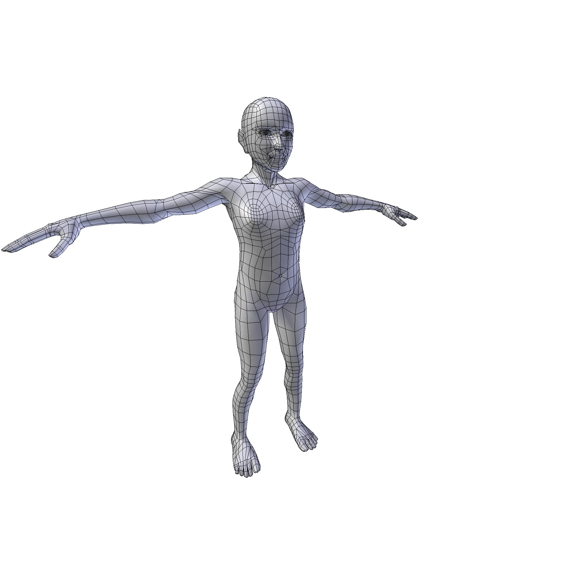 Girl 1m basemesh Low-poly 3D model_11