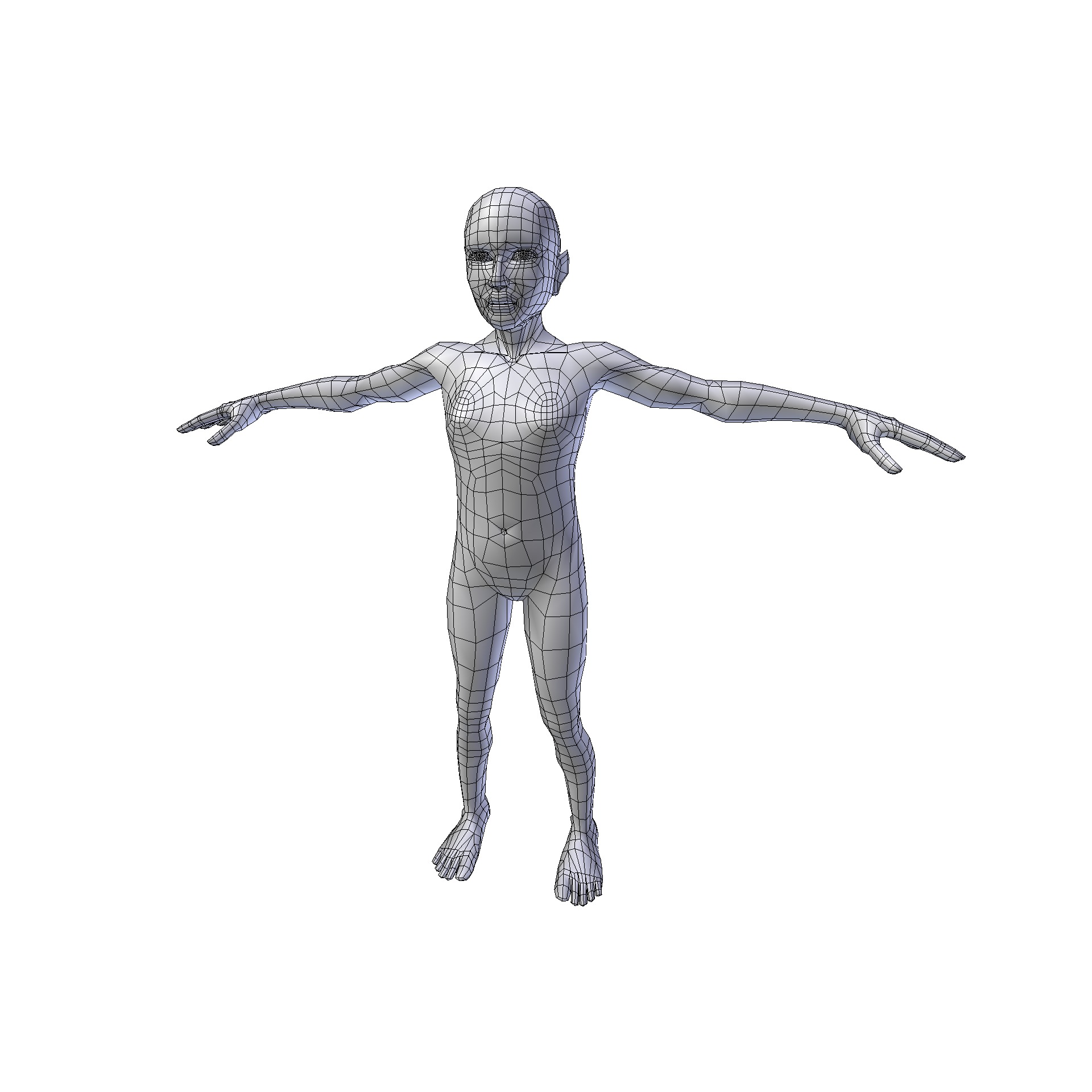 Girl 1m basemesh Low-poly 3D model_9