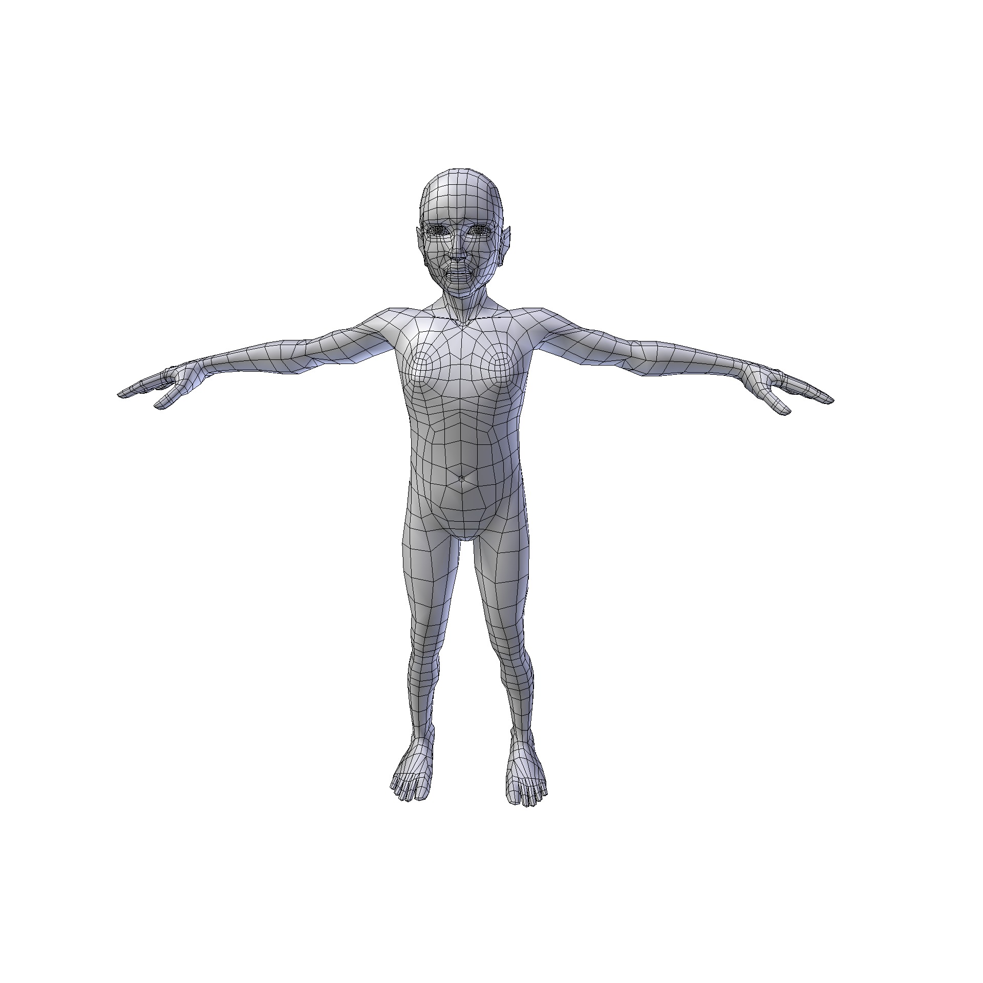 Girl 1m basemesh Low-poly 3D model_10