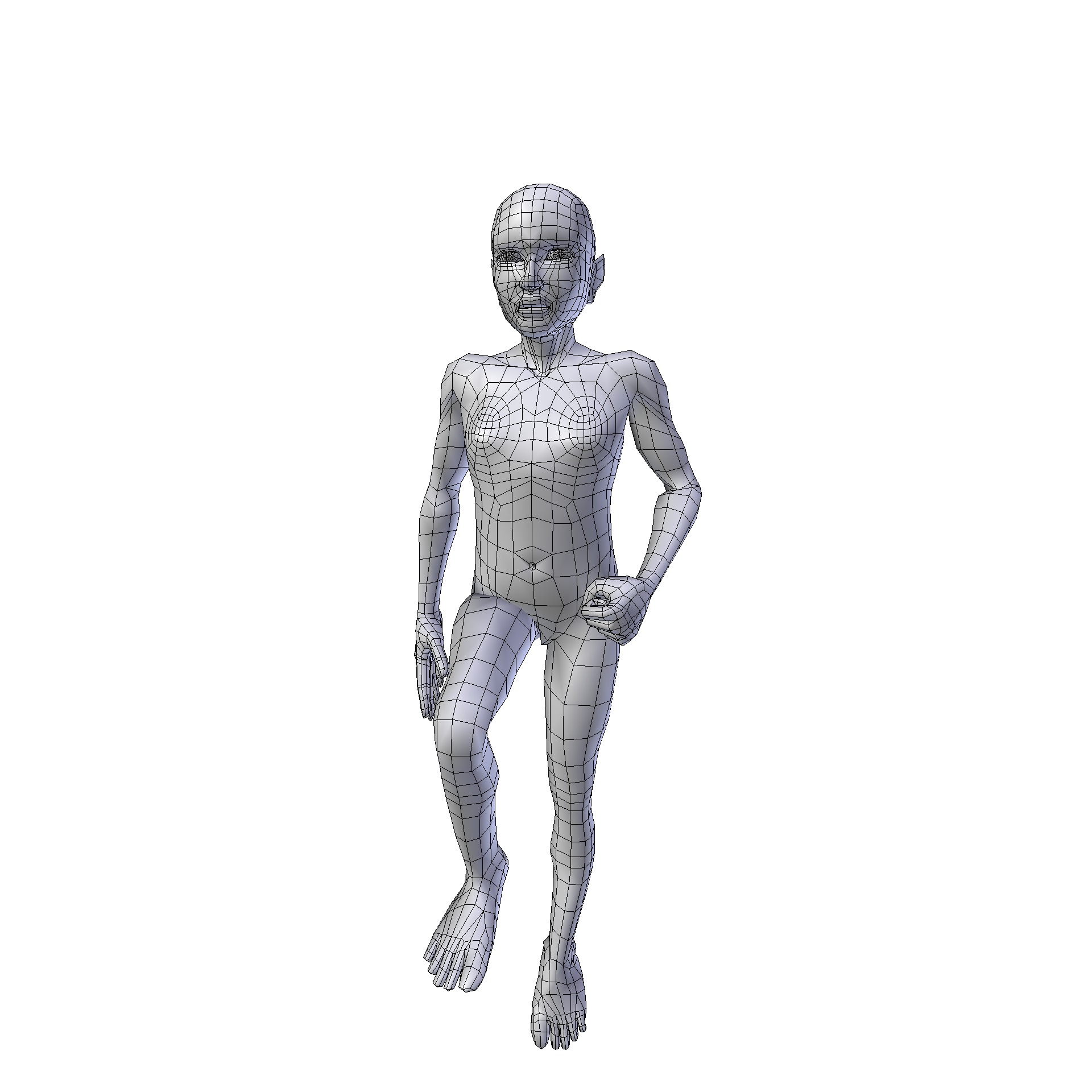 Girl 1m basemesh Low-poly 3D model_18