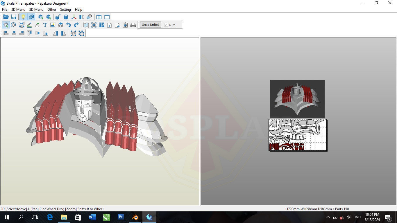 Phrenapates Pepakura Foam Unfold  Low-poly 3D model_2