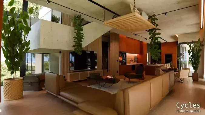 2026 Modern Modular house 1 for Blender Eevee and Cycles 3D model 7