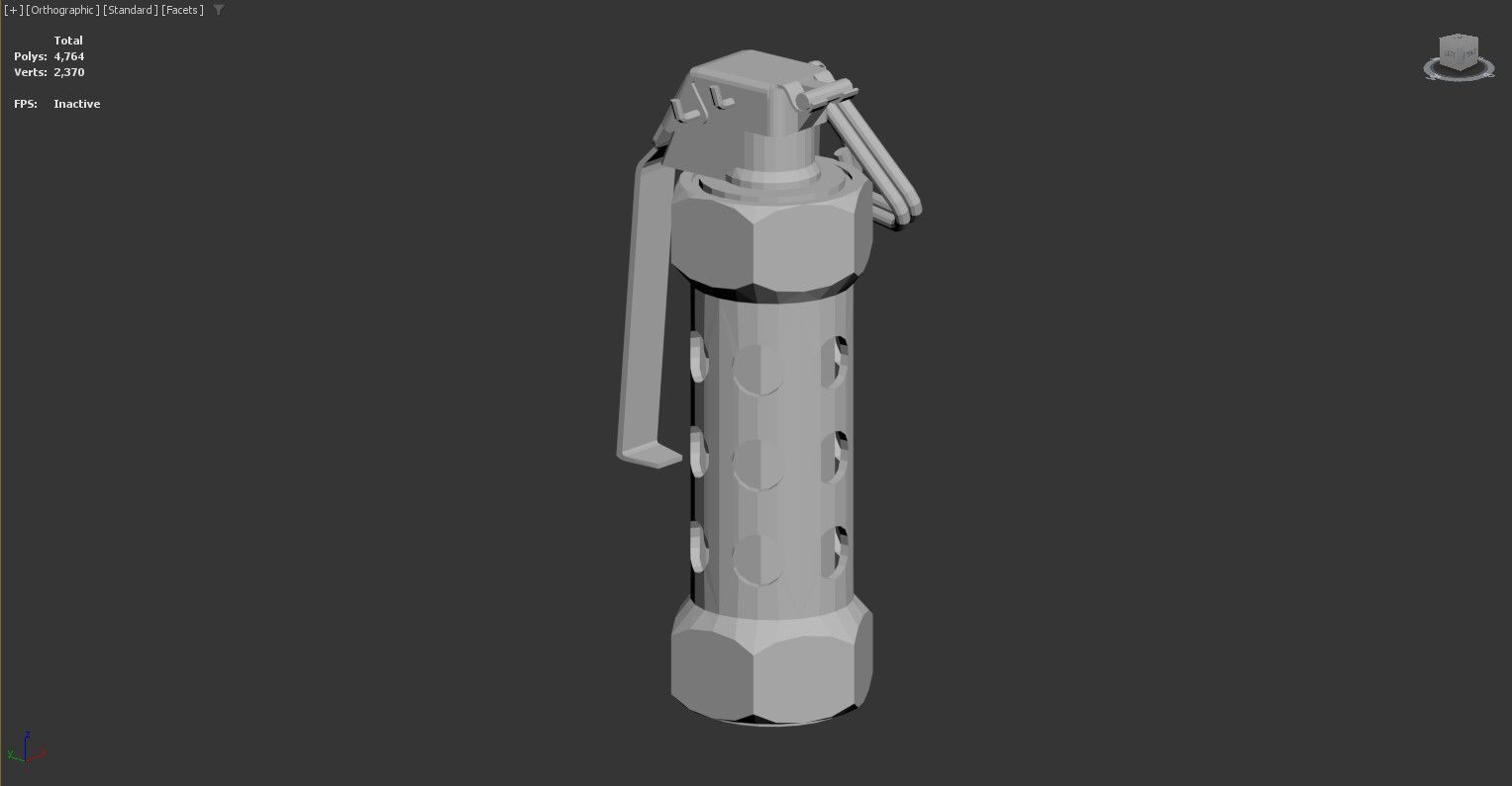 3D model of a cylindrical object that resembles a grenade Low-poly 3D model_2