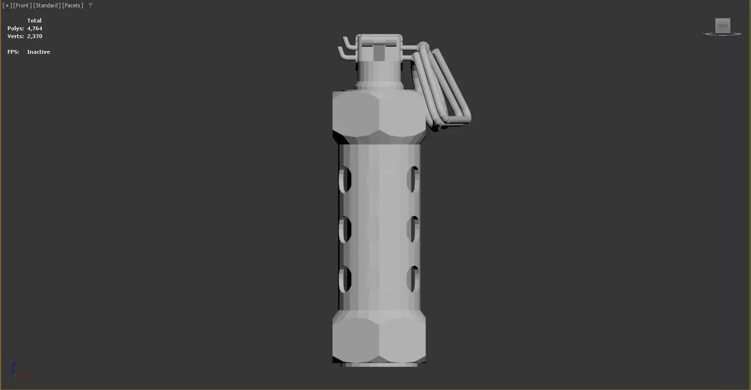 3D model of a cylindrical object that resembles a grenade Low-poly 3D model_0