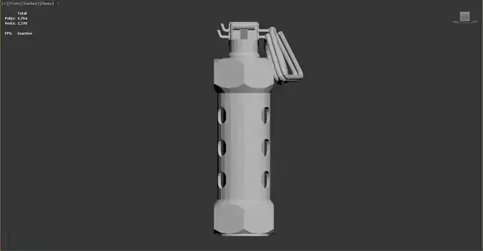 3D model of a cylindrical object that resembles a grenade