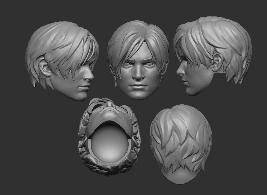 Leon Kennedy Headsculpt for Action Figures 3D print model_1