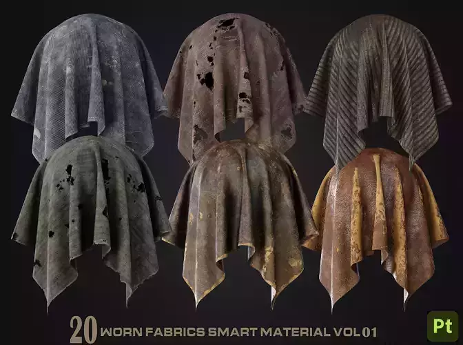 Medieval Old Worn Fabric Smart Materials for Substance Painter