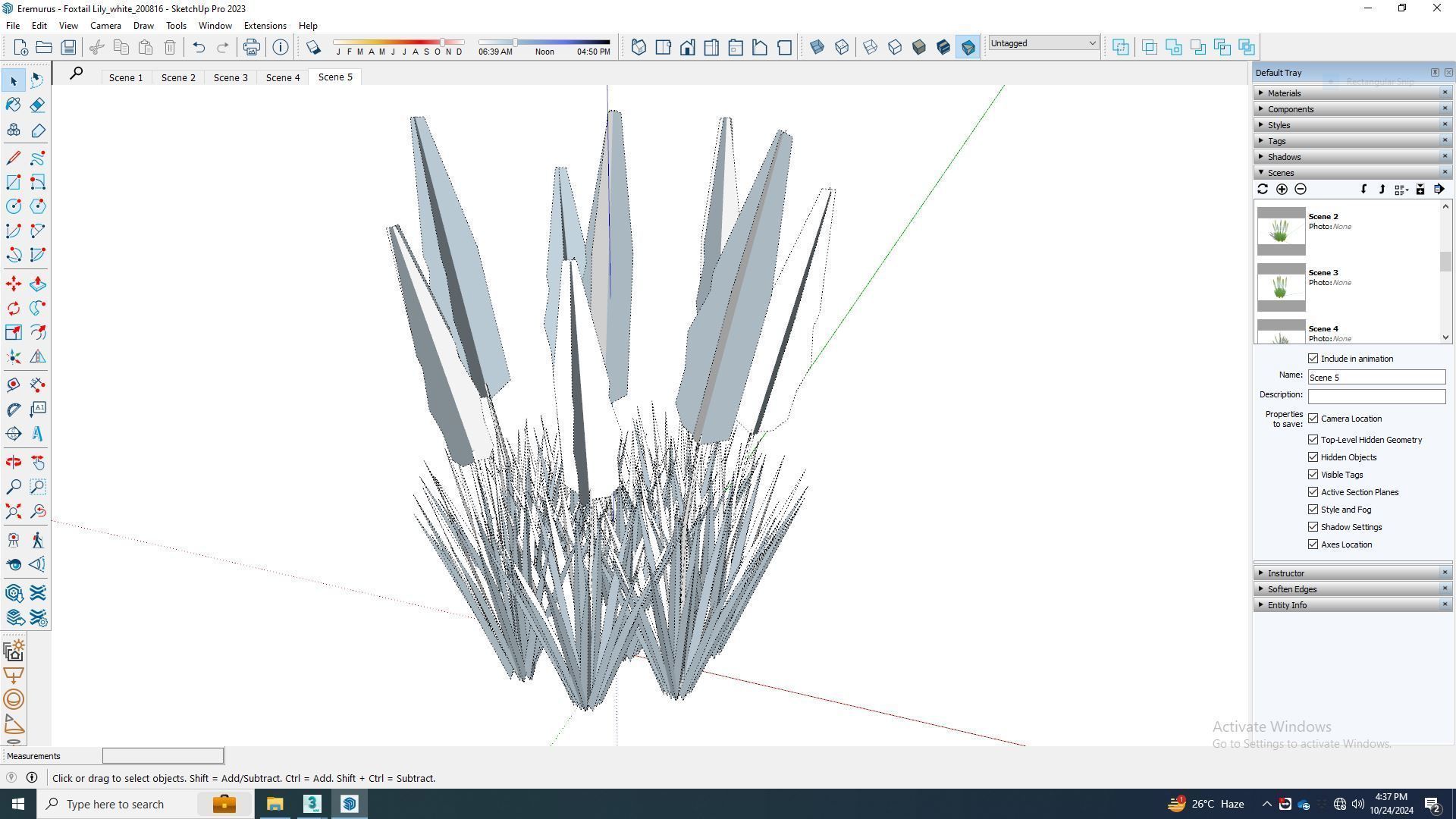 Plant  Eremurus - Foxtail Lily  White Low-poly 3D model_8