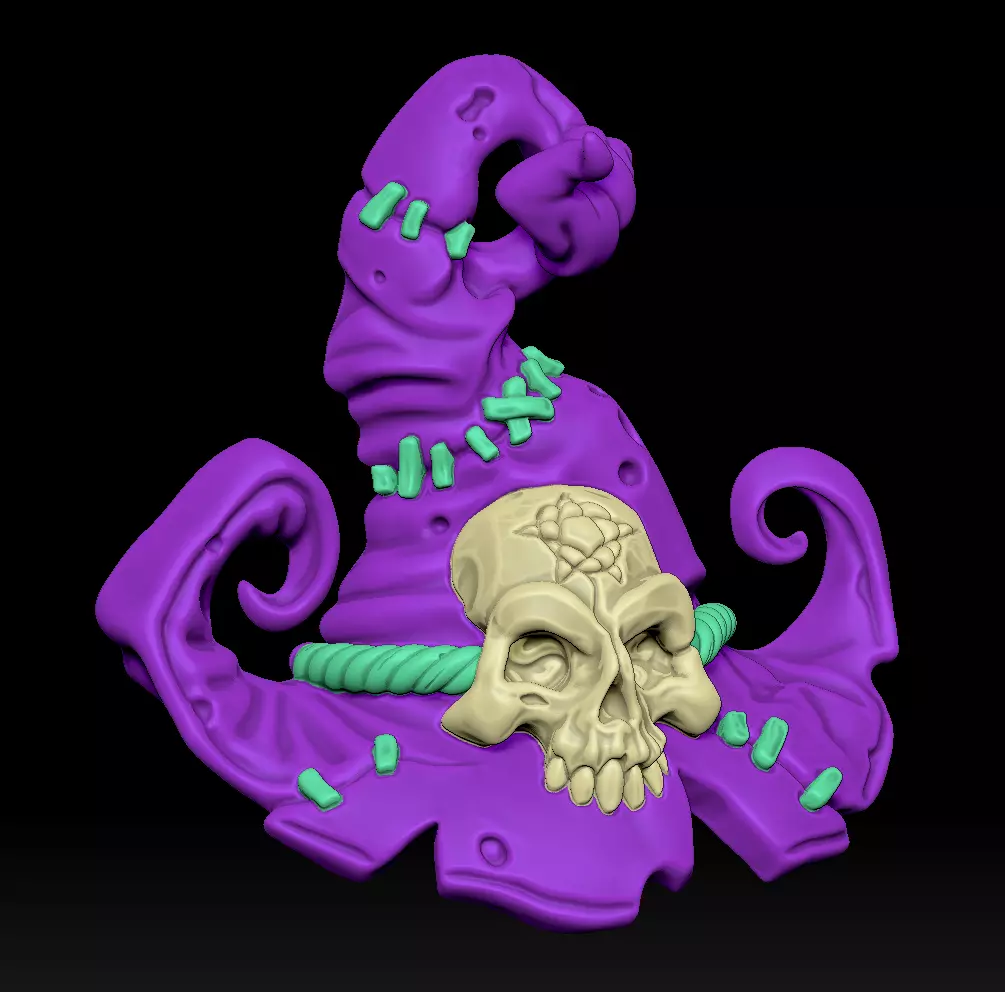 Halloween witch hat keychain bas-relief 3d print 3D print model_2