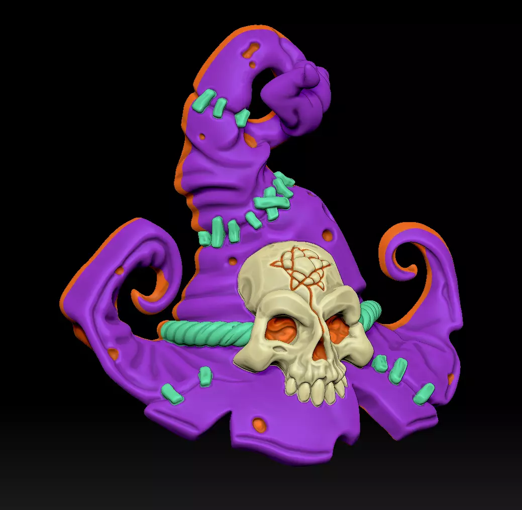 Halloween witch hat keychain bas-relief 3d print 3D print model_1