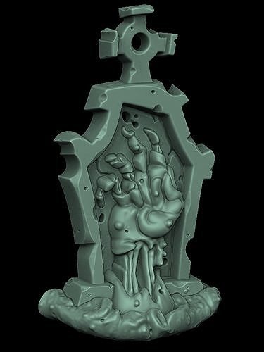 Halloween zombie grave keychain bas-relief 3d print 3D print model
