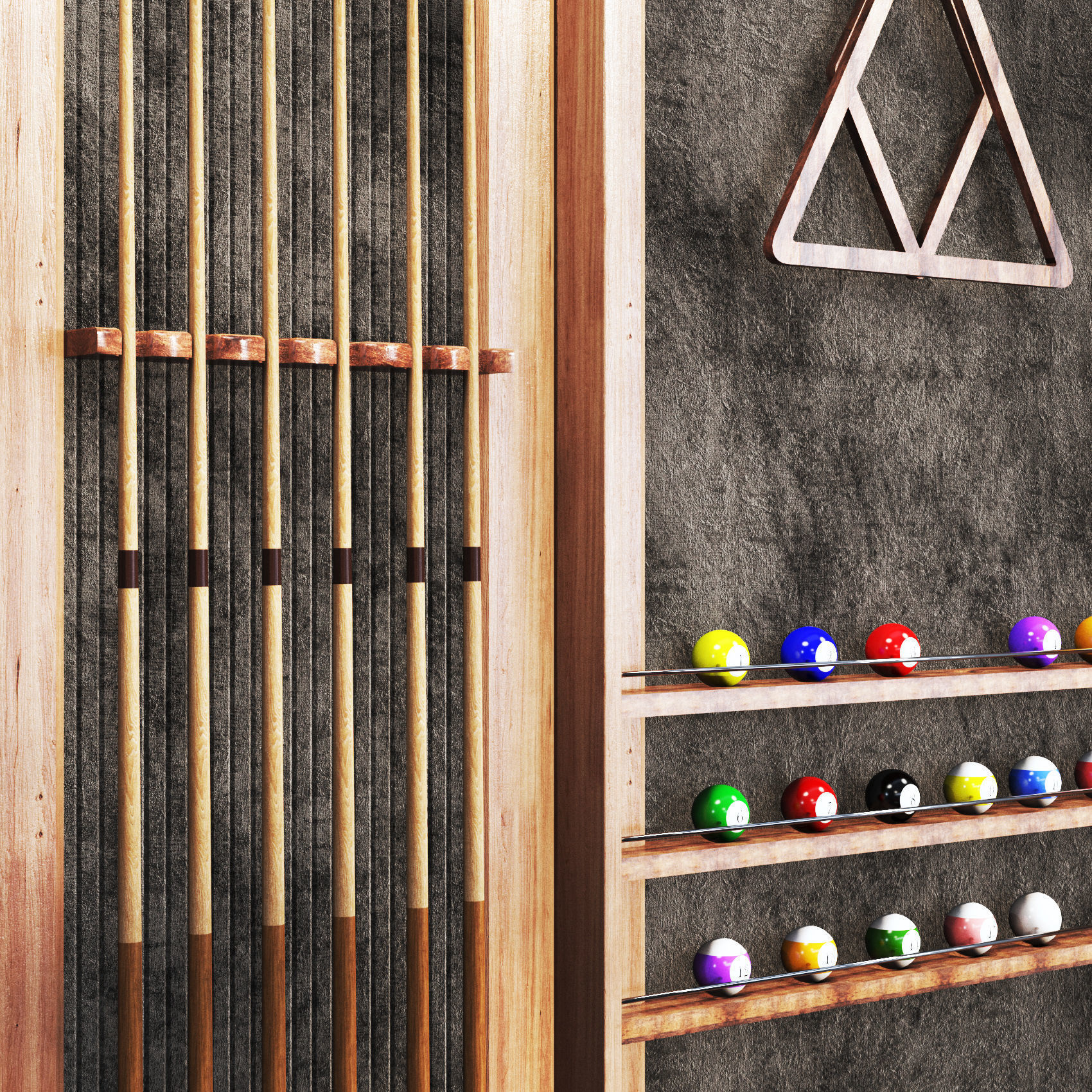 Billiards03 pool table set Low-poly 3D model_2