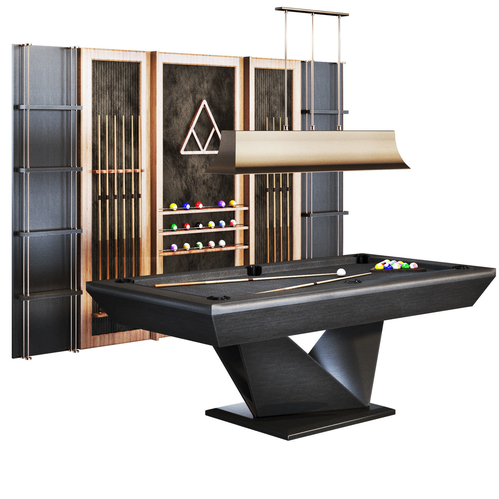 Billiards03 pool table set Low-poly 3D model_5