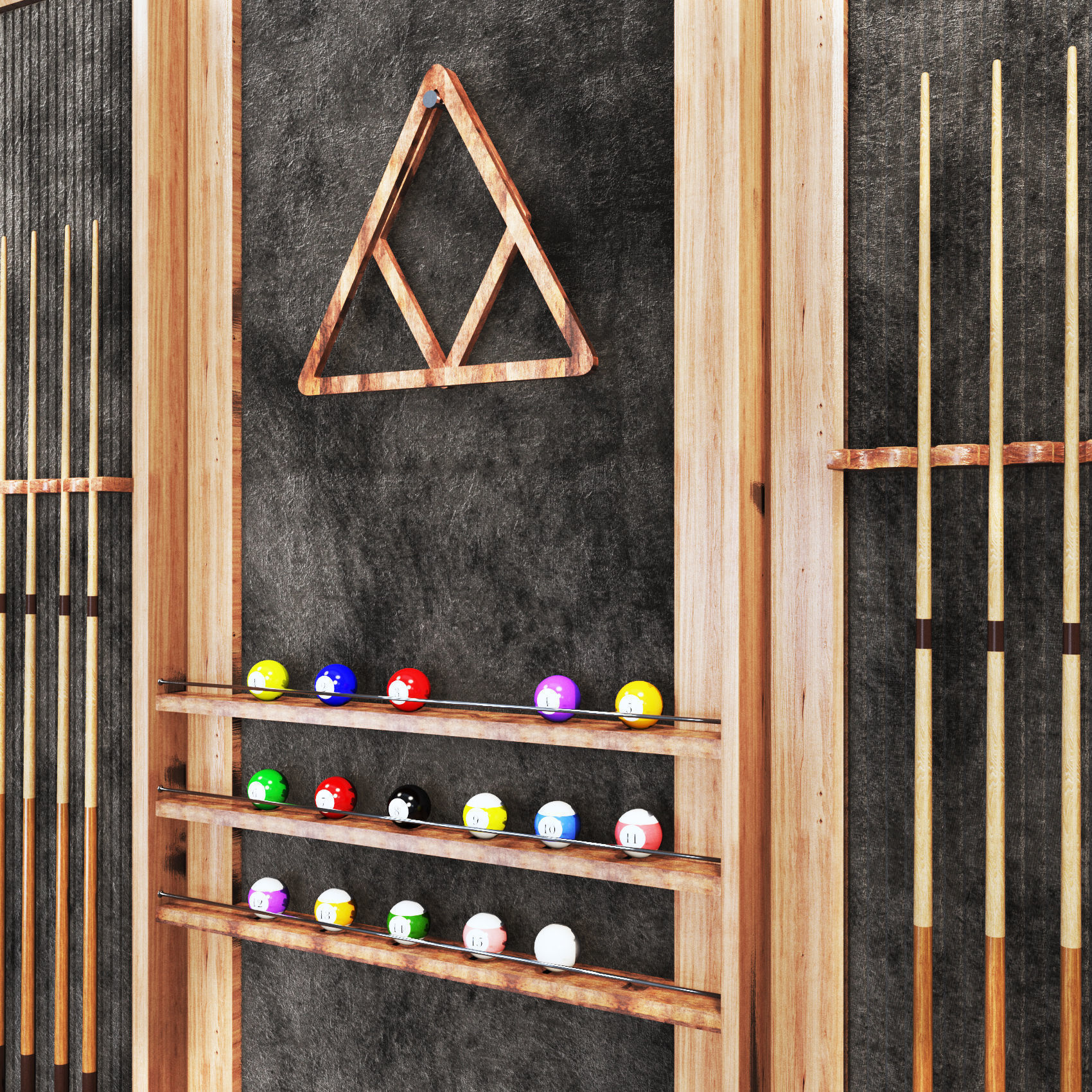 Billiards03 pool table set Low-poly 3D model_11