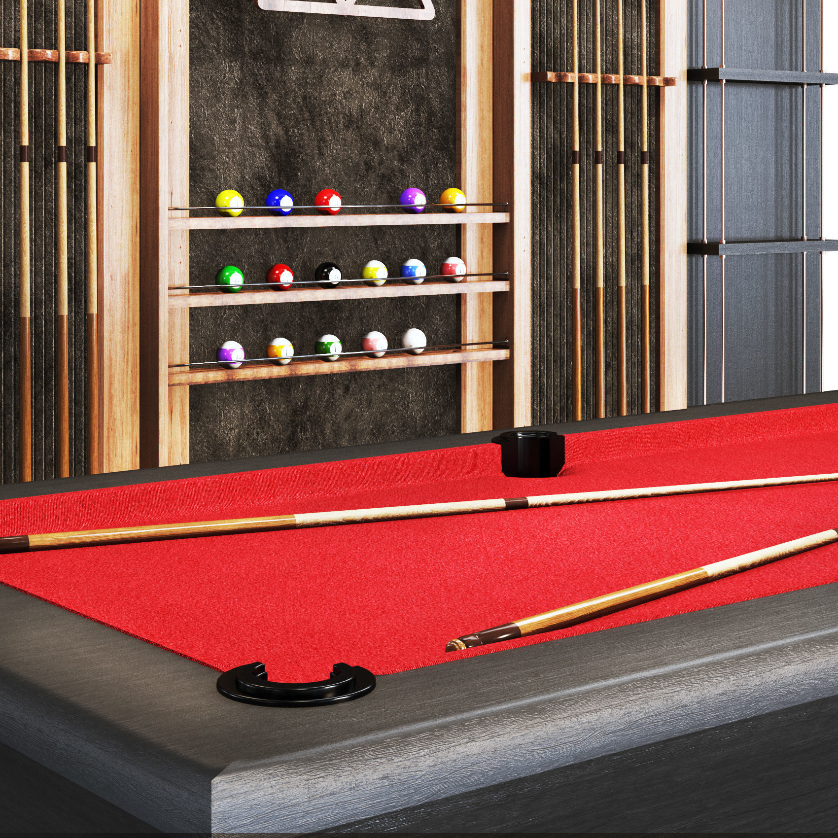 Billiards03 pool table set Low-poly 3D model_7
