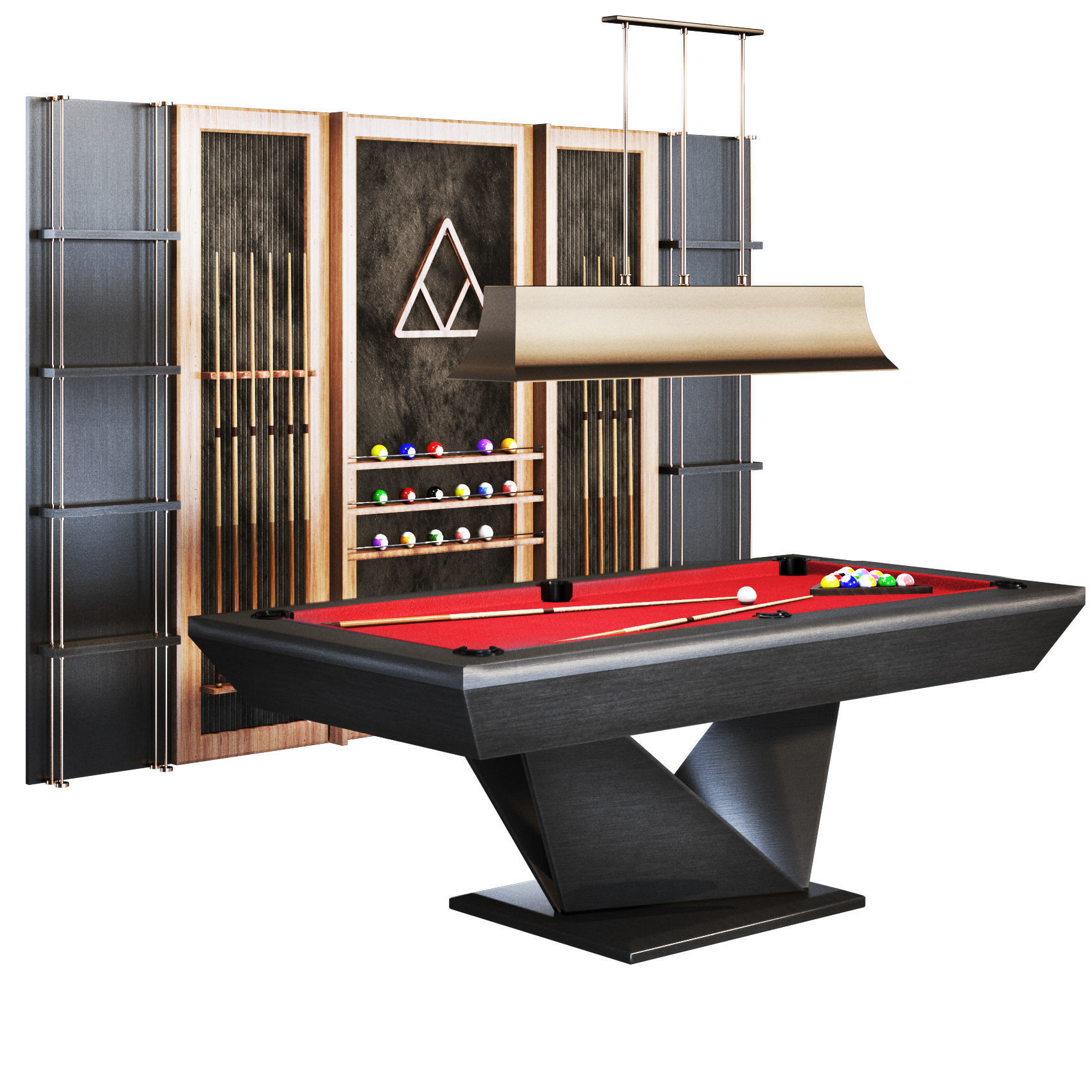 Billiards03 pool table set Low-poly 3D model_1